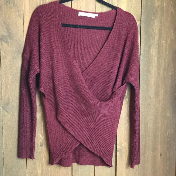 ASTR The Label Knit Red Long Sleeve Cross Over Top - Picture 7 of 12